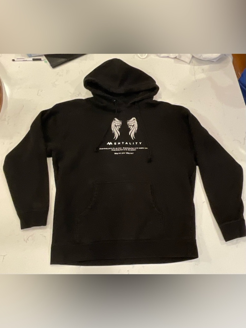 Mentality Men’s L - Angel Wings Hoodie EUC